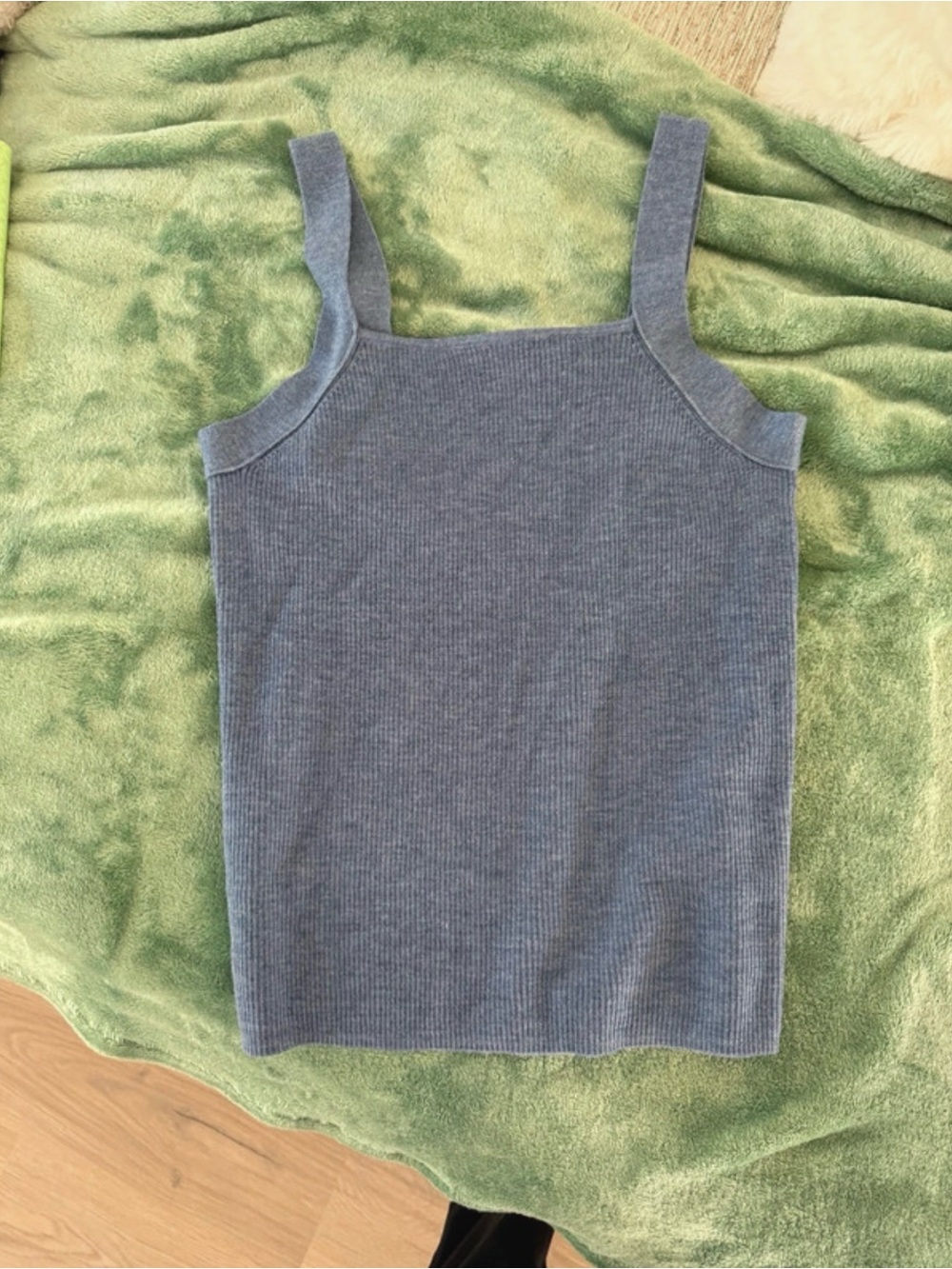 Elie Tahari Heather Blue Ribbed Knit Tank